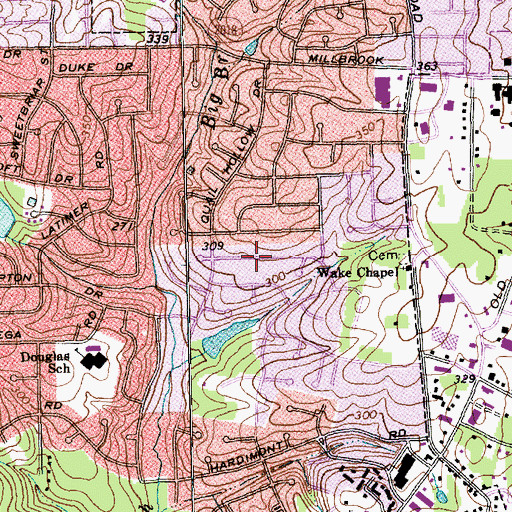 Topographic Map of Hickory Hollow, NC