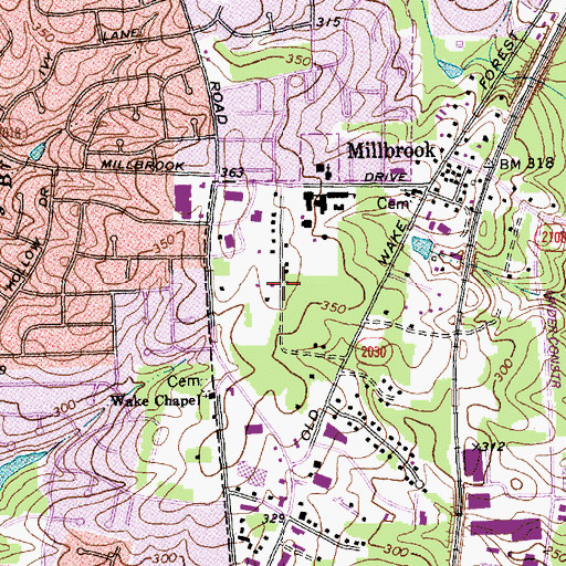 Topographic Map of Cedar Hill, NC