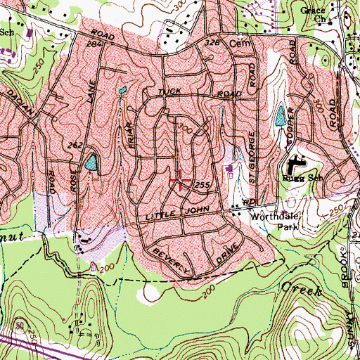 Topographic Map of Rosemont Gardens, NC