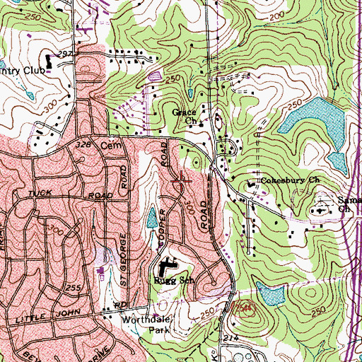 Topographic Map of Sherwood Forest, NC
