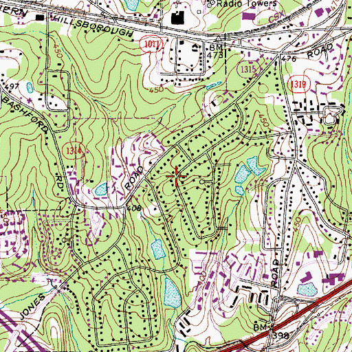 Topographic Map of Fairview Acres, NC
