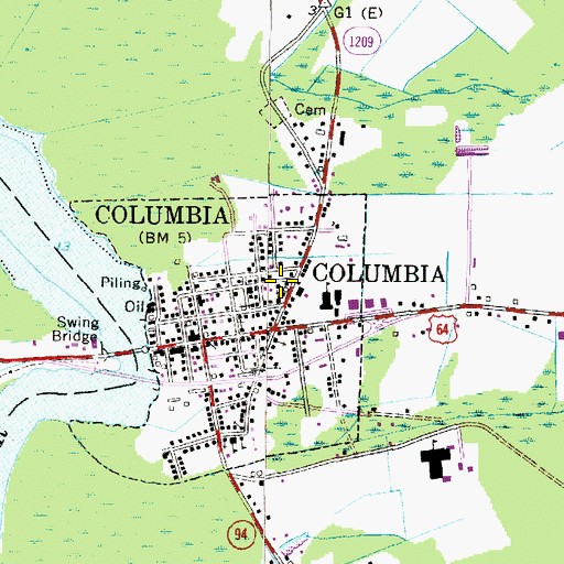 Topographic Map of Tyrrell County Schools Administration Office, NC
