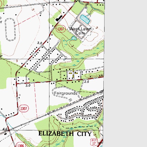 Topographic Map of Ulster Gardens, NC