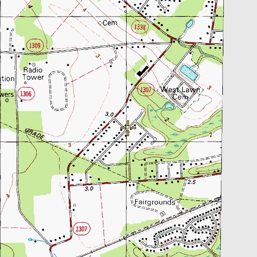 Topographic Map of Forest Park, NC