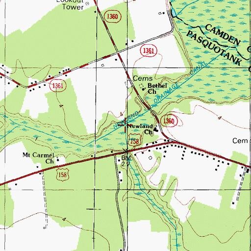 Topographic Map of Mill Pond Creek, NC