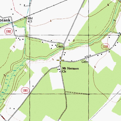 Topographic Map of Mount Herman, NC