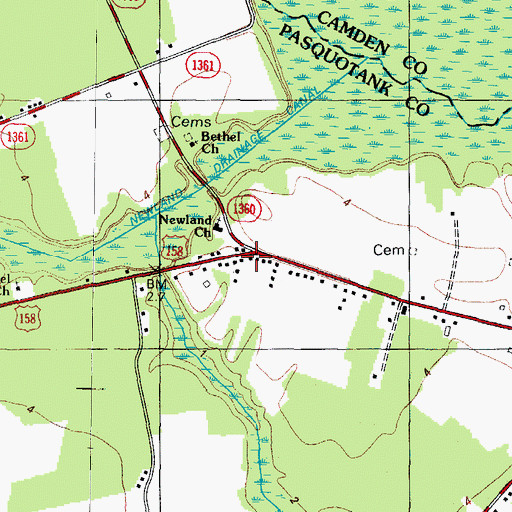 Topographic Map of Jackson Corner, NC