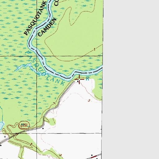 Topographic Map of Possum Quarter Landing, NC