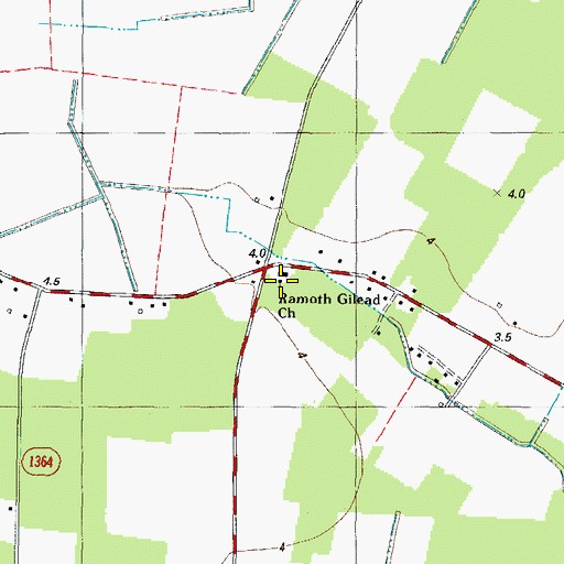 Topographic Map of Ramoth Gilead Church, NC