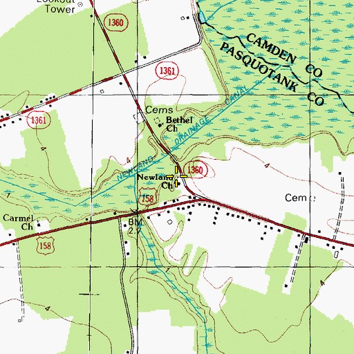 Topographic Map of Newland Church, NC