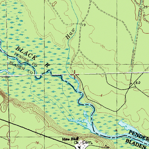 Topographic Map of Haw Mill Creek, NC