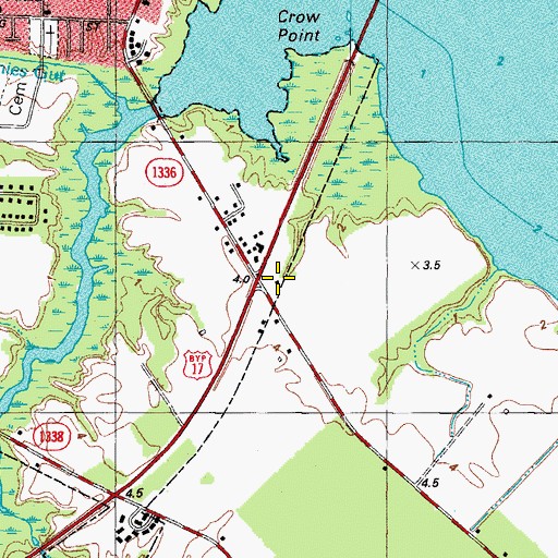Topographic Map of Newbold-White, NC