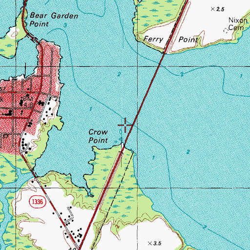 Topographic Map of Crow Point Island, NC