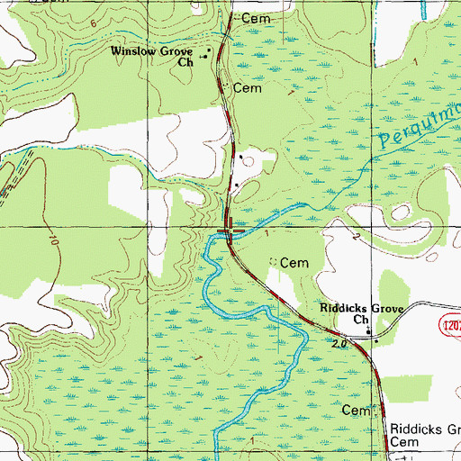 Topographic Map of Perry Bridge, NC