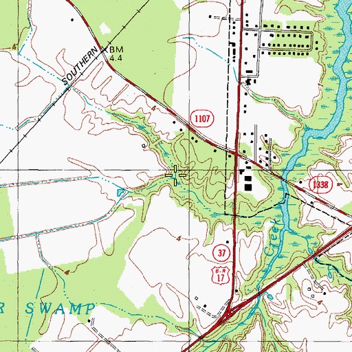 Topographic Map of Perrishoes Creek, NC