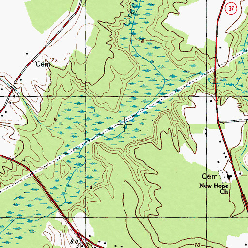 Topographic Map of Lillys Millpond, NC