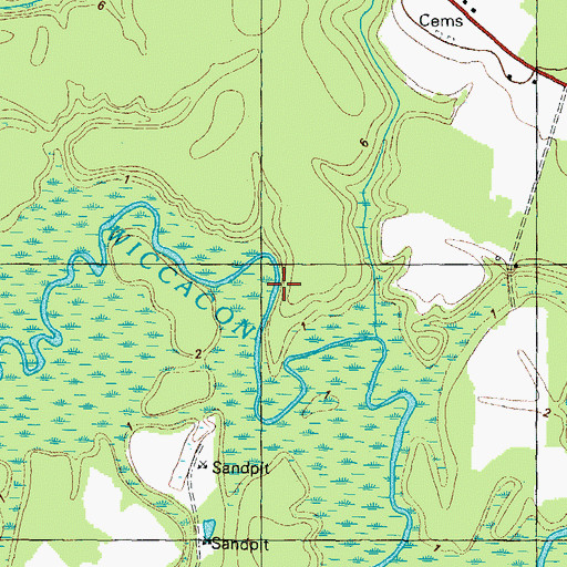 Topographic Map of Red Bank Landing (historical), NC