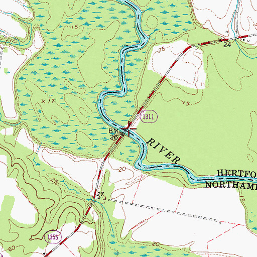 Topographic Map of Boone Bridge, NC