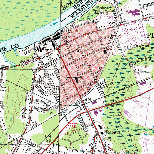 Topographic Map of Washington Street Elementary School, NC