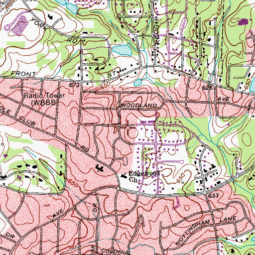 Topographic Map of Wedgewood West, NC