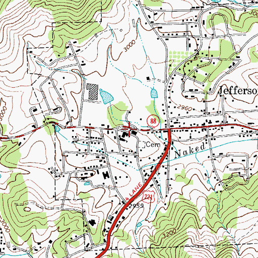 Topographic Map of Jefferson Elementary School, NC