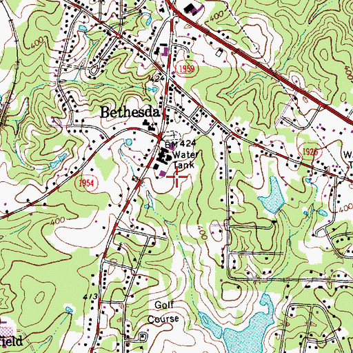 Topographic Map of Bethesda Elementary School, NC