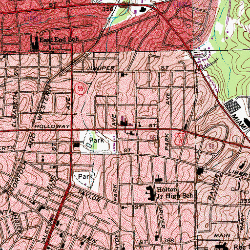 Topographic Map of Holloway Street Elementary School, NC