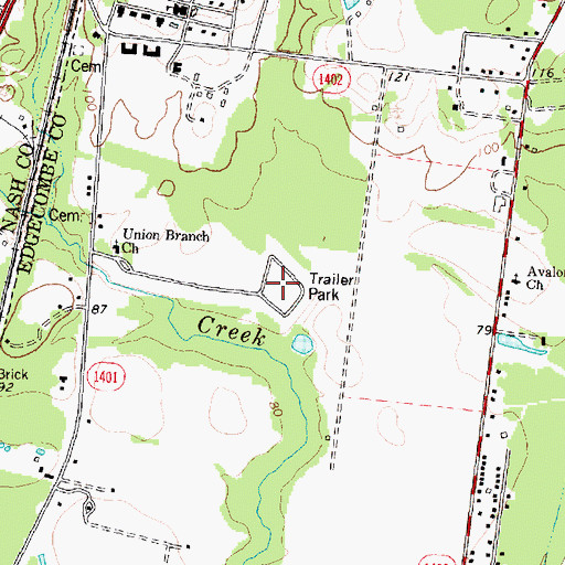 Topographic Map of Green Hills Trailer Park, NC