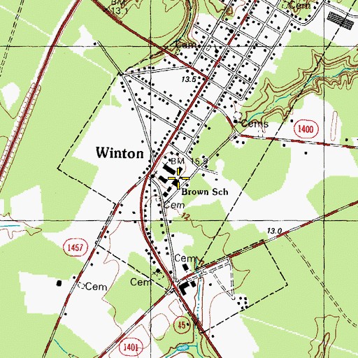 Topographic Map of Brown School, NC