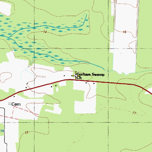 Topographic Map of Gorham Swamp Church, NC