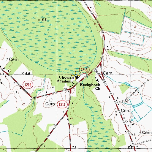 Topographic Map of Chowan Academy, NC