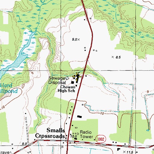 Topographic Map of Chowan High School, NC