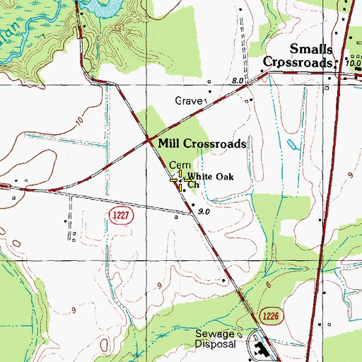 Topographic Map of White Oak Church, NC