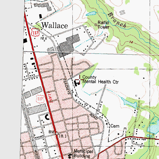 Topographic Map of Duplin County Mental Health Center, NC