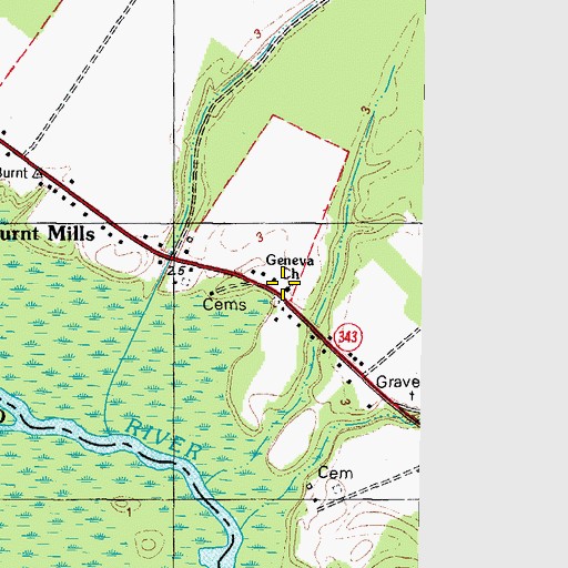 Topographic Map of Geneva Church, NC