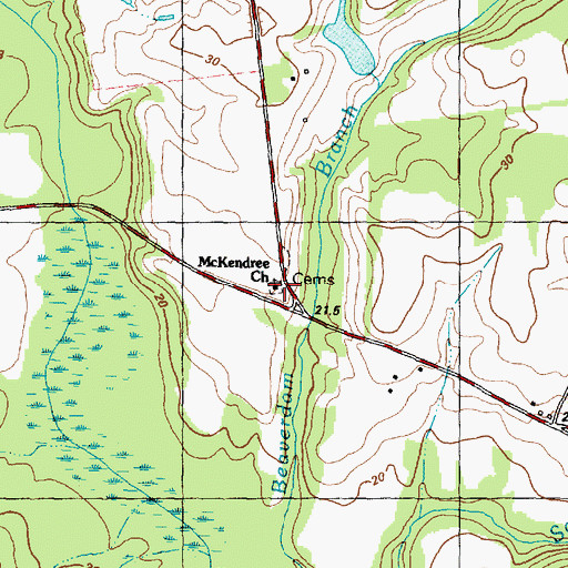 Topographic Map of McKendree Church, NC