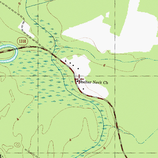 Topographic Map of Shelter Neck Church, NC