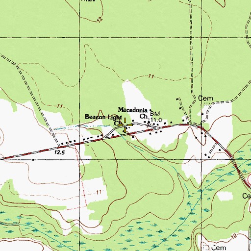 Topographic Map of Beacon Light Church, NC