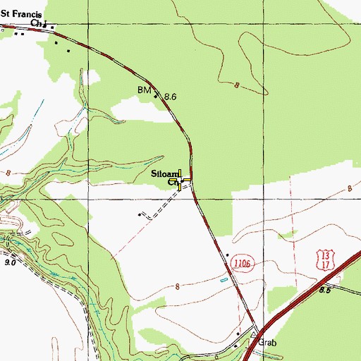 Topographic Map of Siloam Church, NC