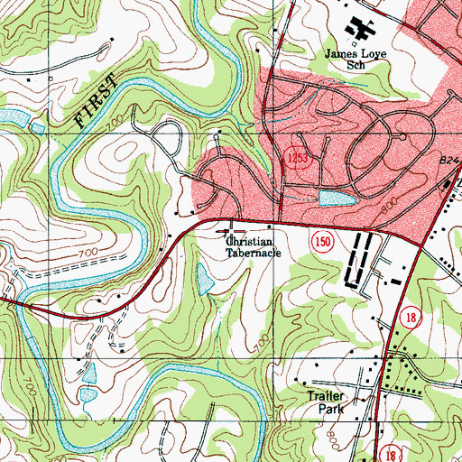 Topographic Map of Christian Tabernacle, NC