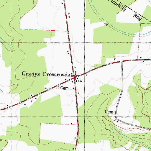 Topographic Map of Gradys Crossroads, NC