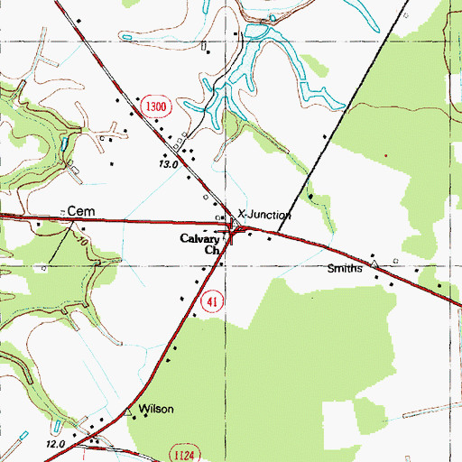 Topographic Map of Calvary Memorial Church, NC
