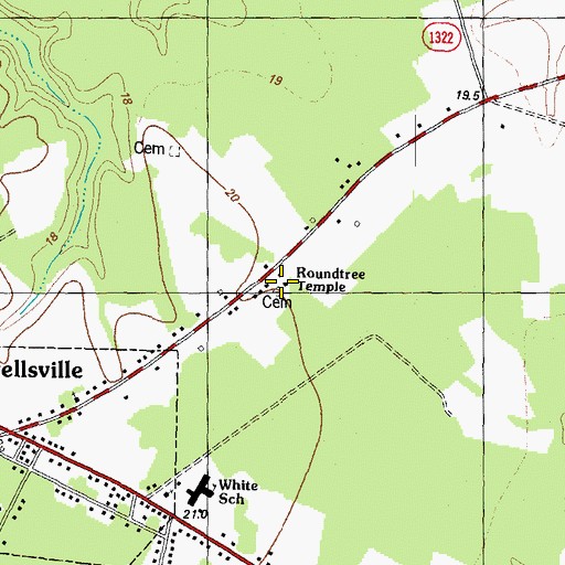 Topographic Map of Roundtree Temple, NC