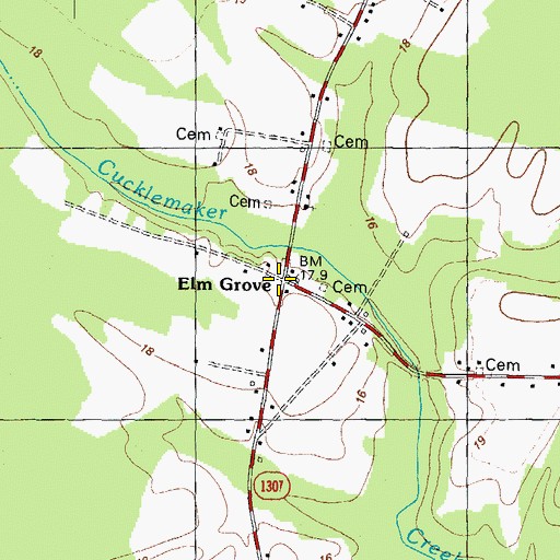 Topographic Map of Elm Grove, NC