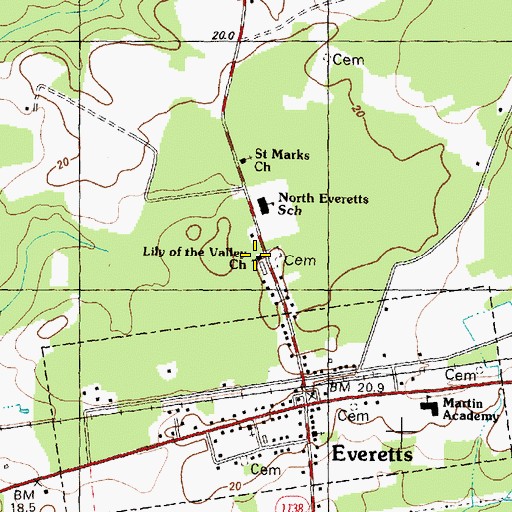 Topographic Map of Lily of the Valley Church, NC