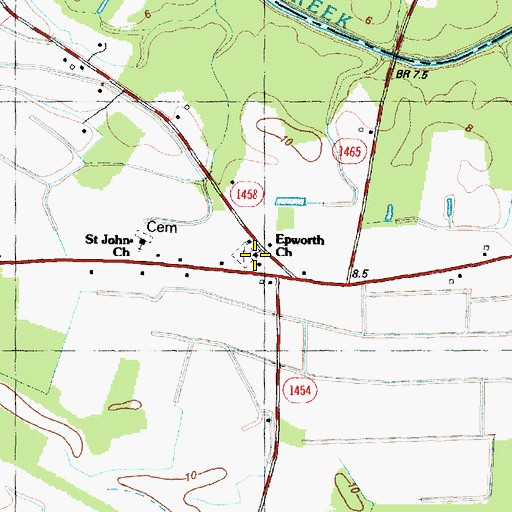 Topographic Map of Epworth Church, NC
