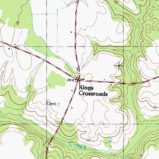 Topographic Map of Kings Crossroads, NC