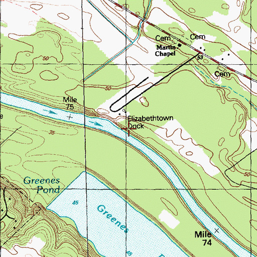 Topographic Map of Elizabethtown Dock, NC