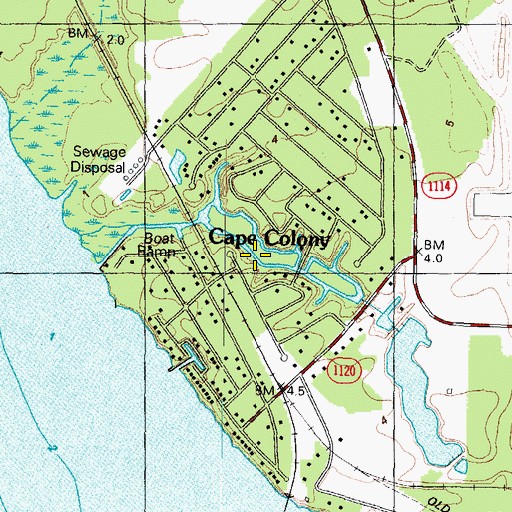 Topographic Map of Cape Colony, NC