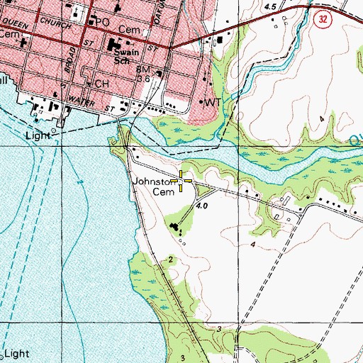 Topographic Map of Johnston Cemetery, NC